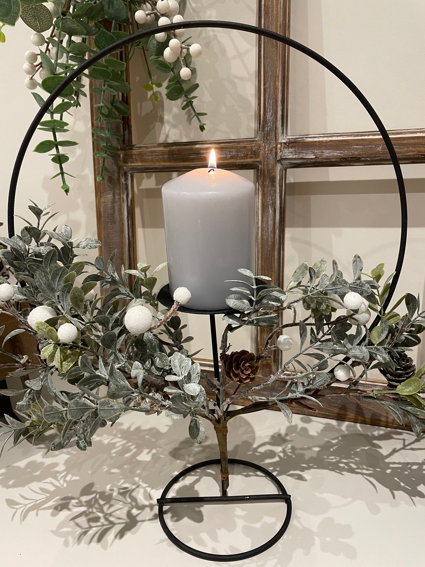 Cone and Leaf Hooped Candle Holder