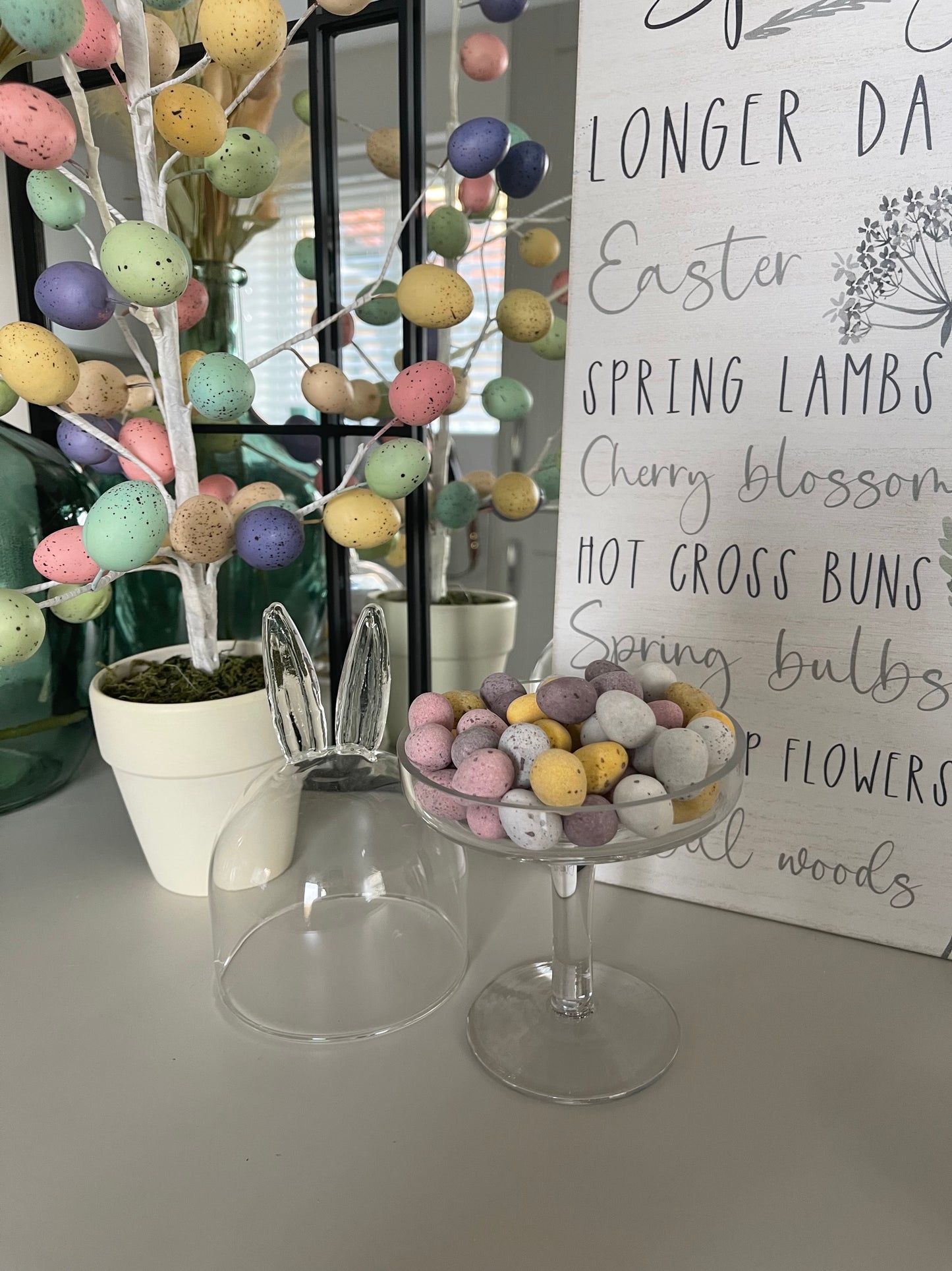 Tall Glass Bunny Ears Cake Stand