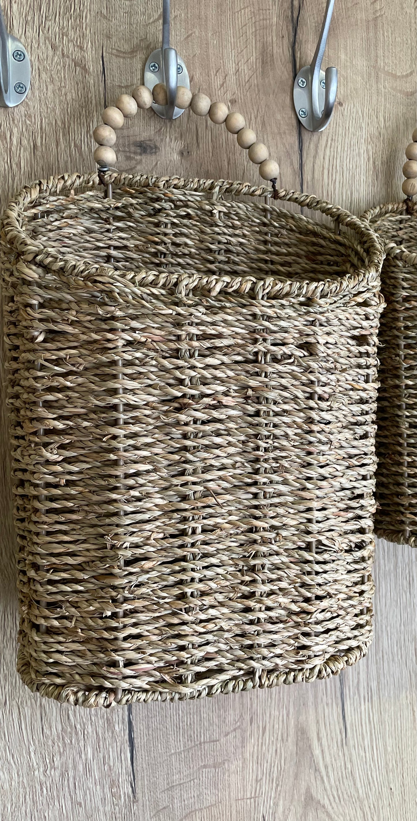 Beaded Handle Seagrass Baskets (Sets Or Singles)