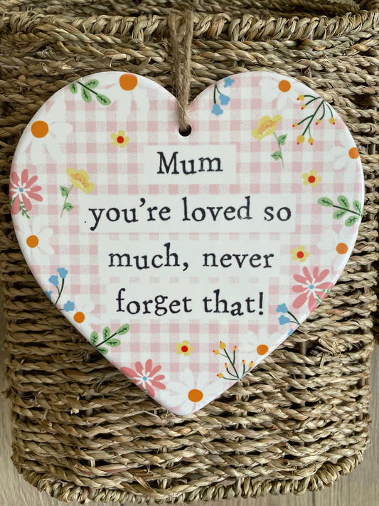 Mum ceramic hanging heart