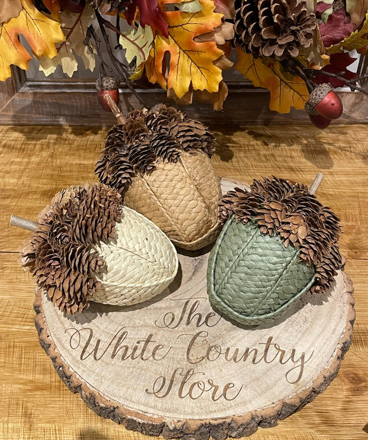 Pinecone and Fabric Acorns sets or singles