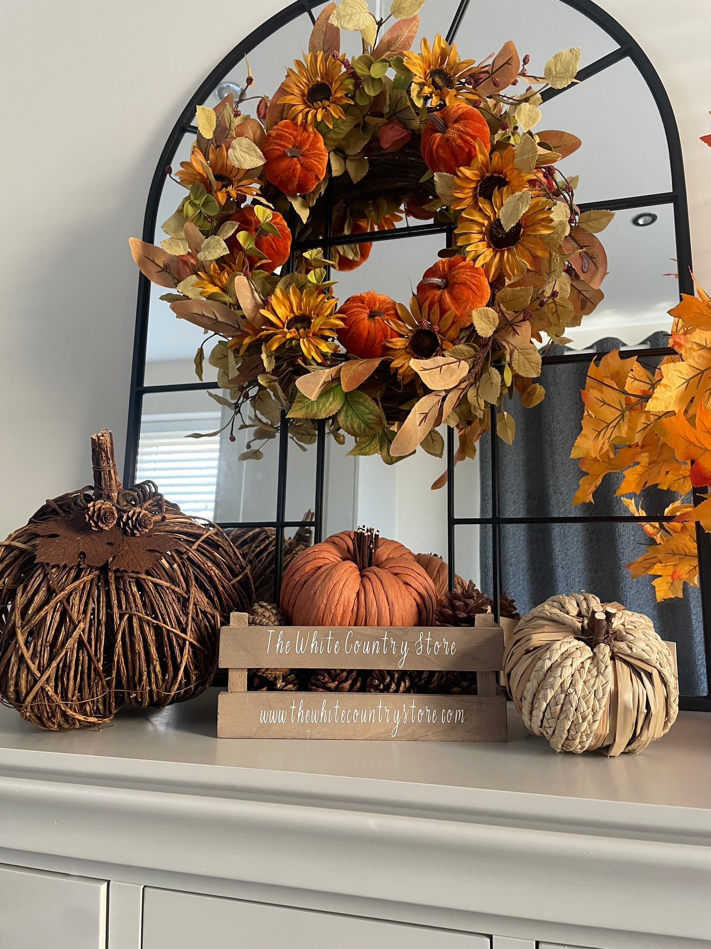 Autumn Pumpkin and Sunflower Wreath