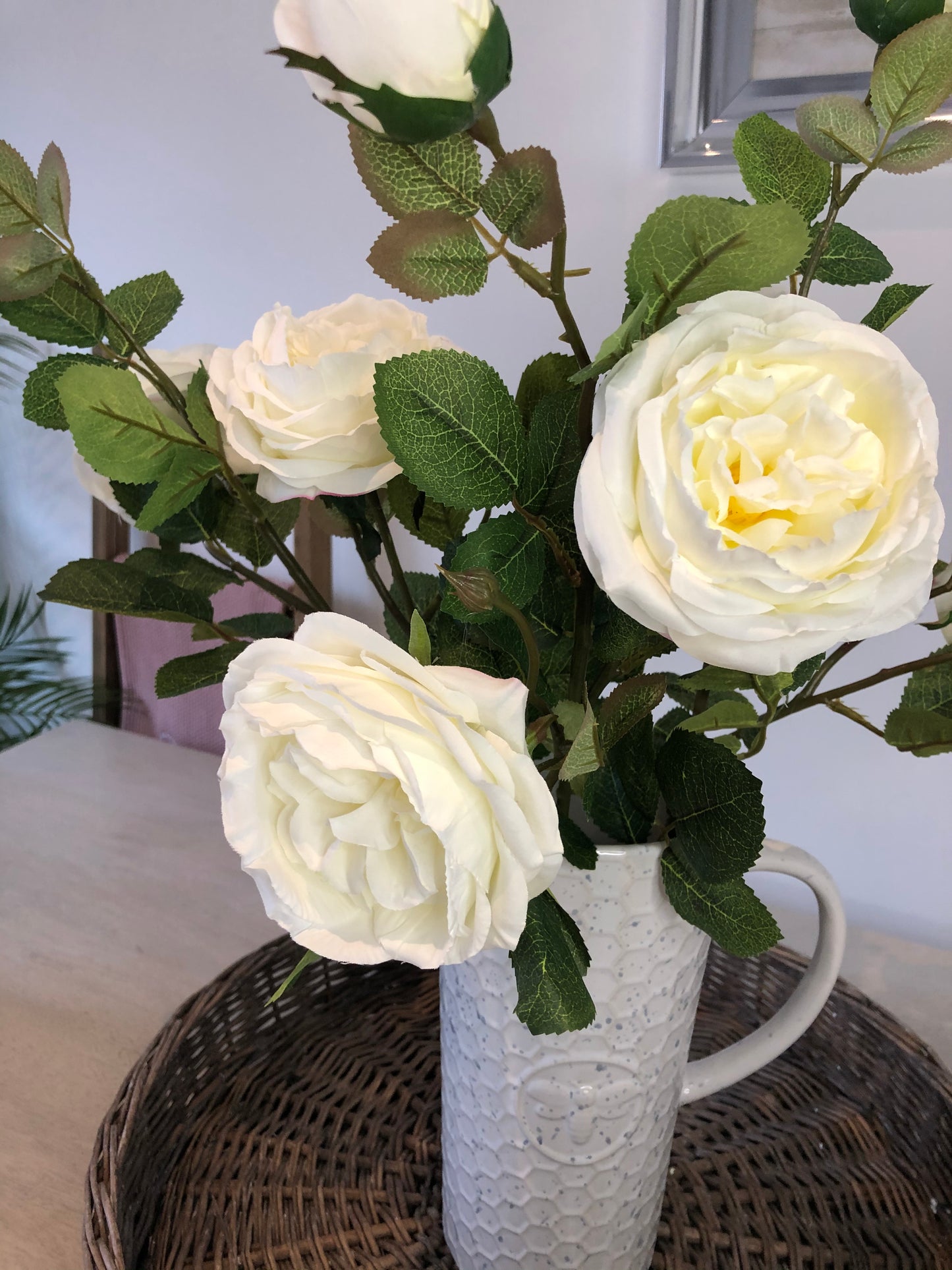 Triple White Rose Stems x 3 stems