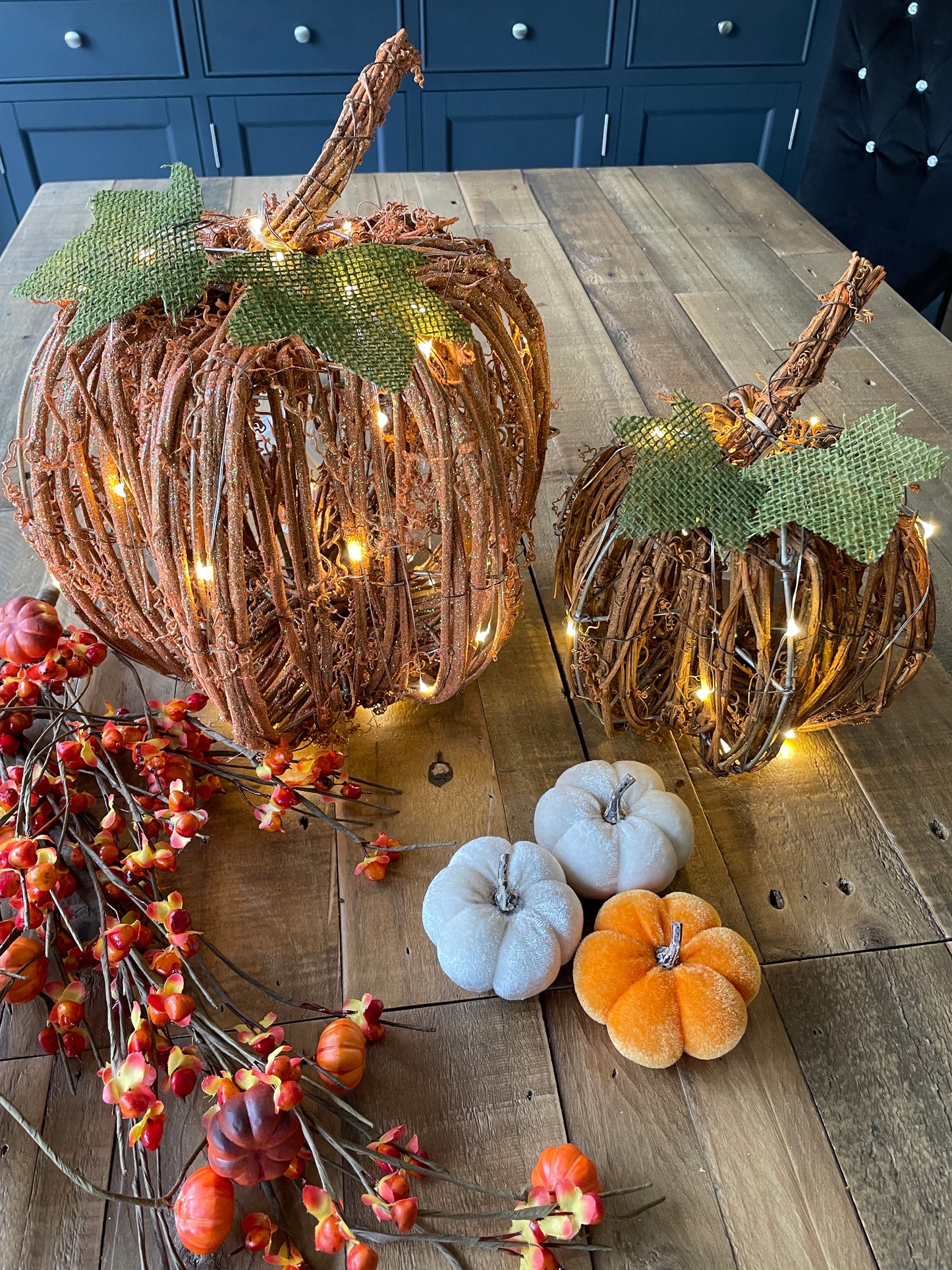 Small Light Up Rattan Pumpkin